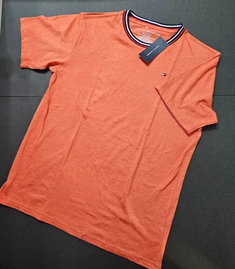 Tommy Hilfiger Niños Cuello Redondo Clásico Manga Corta Camiseta Naranja Sólido Talla XL Foto 3 de 4