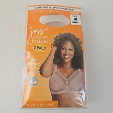 2 Pk Just My Size By Hanes Comfort Shaping Plus Size WireFree 1Q20 Bra Size 44B