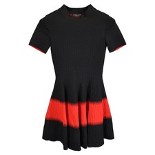 Alexander Mcqueen Mock Neck Mini Dress In Black Viscose Women Burgundy S