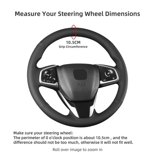 Hand Sewn Microfiber Leather Steering Wheel Cover on Wrap,Fit for Honda Civic... - Picture 5 of 7