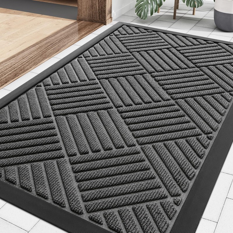 Outdoor Front Door Mat Dirt Trapper Non Slip Rubber Low Profile Welcome Rug