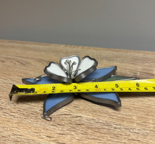 Handmade Stained Glass Flower Suncatcher Blue White Wall Hanging 6  