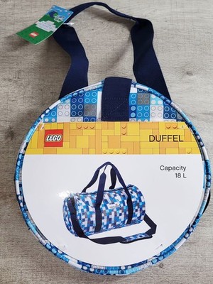 LEGO Blue & Gray Brick Large 18L Planet Crew Recycled Duffel Duffle Bag NWT