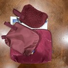 Open Story Pouch Set Makeup Bag 3-Piece Burgundy Zipper Handle Polyester — photo 3