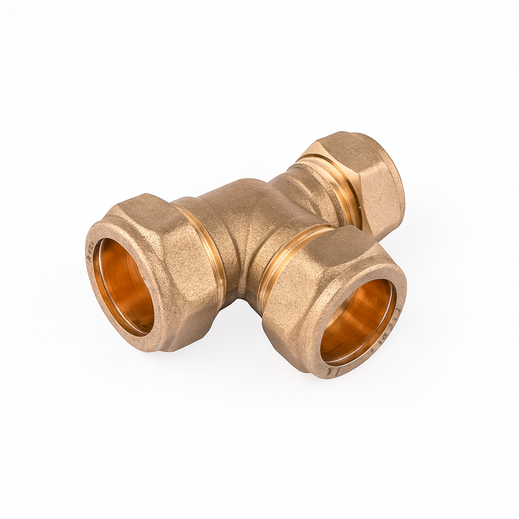 Westco 15mm x 15mm x 1/2"" Brass Compression Reducing Tee - C x C x FI