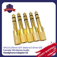 5x 6.35mm 1/4" Male to 3.5mm 1/8" Female TRS Stereo Audio Headphone Adapter