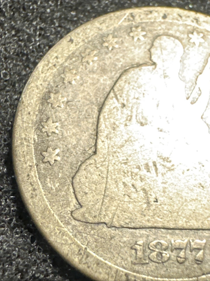 1877CC Seated Liberty Quarter Dollar Silver - Image 3 of 4