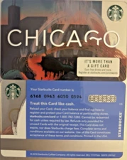 2018 STARBUCKS CHICAGO  GIFT CARD #6168 NO VALUE MINT