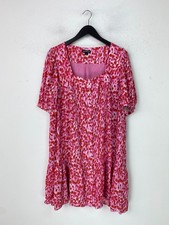 Whistles Pink Animal Print Knee Length Smock Short Sleeve Button Up Dress UK 16