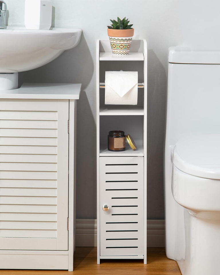AOJEZOR Toilet Paper Holder Stand: Small Space Bathroom Storage for ...