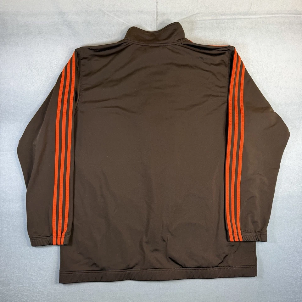 Vintage Adidas Track Jacket Mens XL Brown Orange Stripes Full Zip Warm Up Browns - Image 3 of 4
