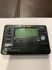 KORG TM-50 Combo Tuner Metronome Black W/ CM-200 Contact Microphone Tested Works
