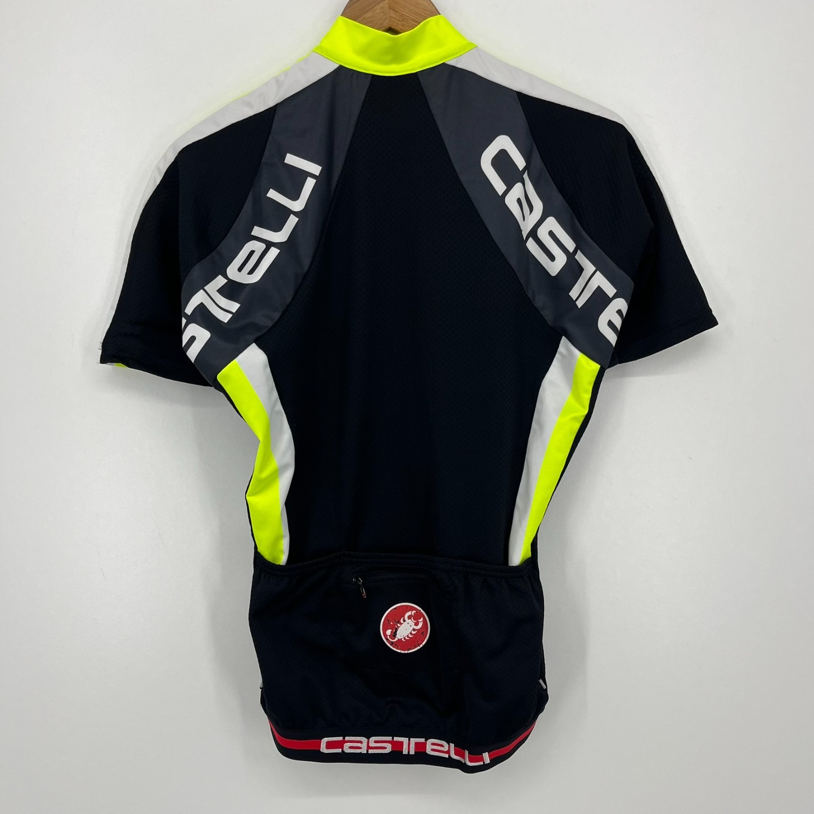 Castelli Cycling Jersey Men's Size L Black Full Zip Logo Short Sleeve Logo