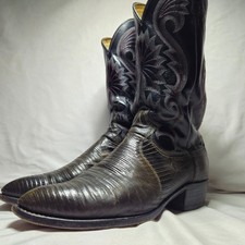 Vintage Dan Post Teju Lizard Cowboy Boots | USA Made | Gray/brown| Men’s 10 D