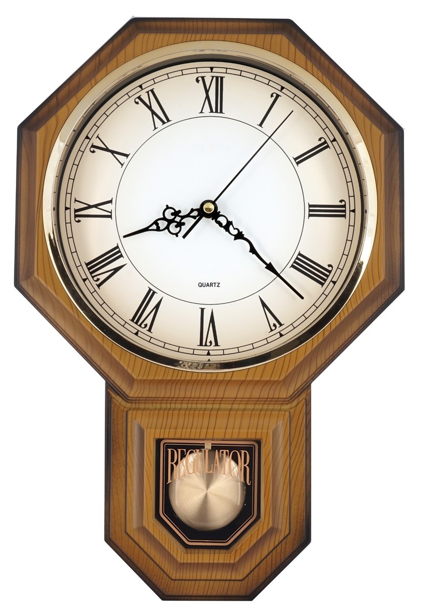 JUSTIME Roman Regulator Pendulum Wall Clock Schoolhouse