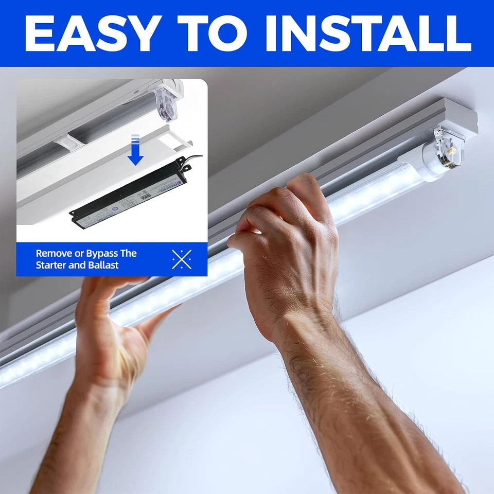 Bombillas LED de 8 pies, 44W 5500Lm 6500K, súper brillantes, luces de tubo LED T8 T10 T12, FA Foto 3 de 4