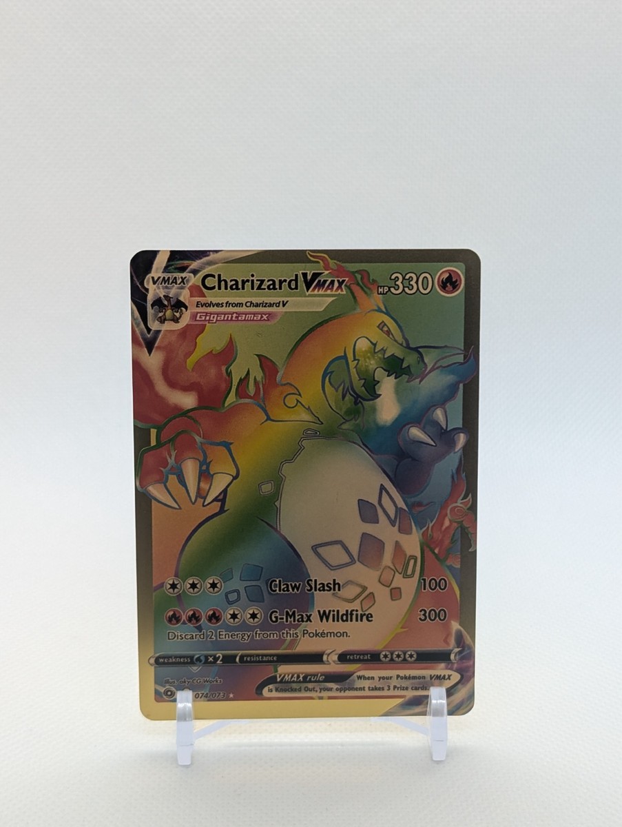 champions path rainbow charizard vmax custom gold metal pokemon card LIUHYLG Charizard VMAX Metal Card - Collector's Rare Shiny Rainbow Gold Card main image 0