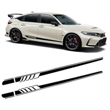 Pack-2 Car Side Skirt Decals, 88.58" x 4.52" Car Long Stripes 2 PCS Black