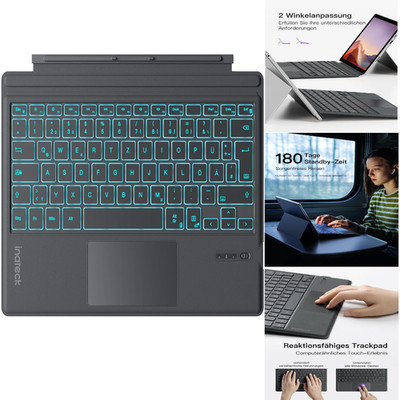Kompatibel für Inateck Surface Pro 7 Tastatur Bluetooth 5.3 7 Farben