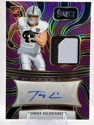 2024 Panini Select Tommy Eichenberg Rookie Purple Prizm Auto #/49 Raiders SN MEM