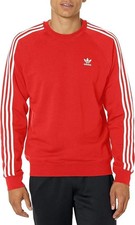 New Adidas Adicolor Classics 3-Stripes Crew Mens Sweatshirt - Better Scarlet NWT