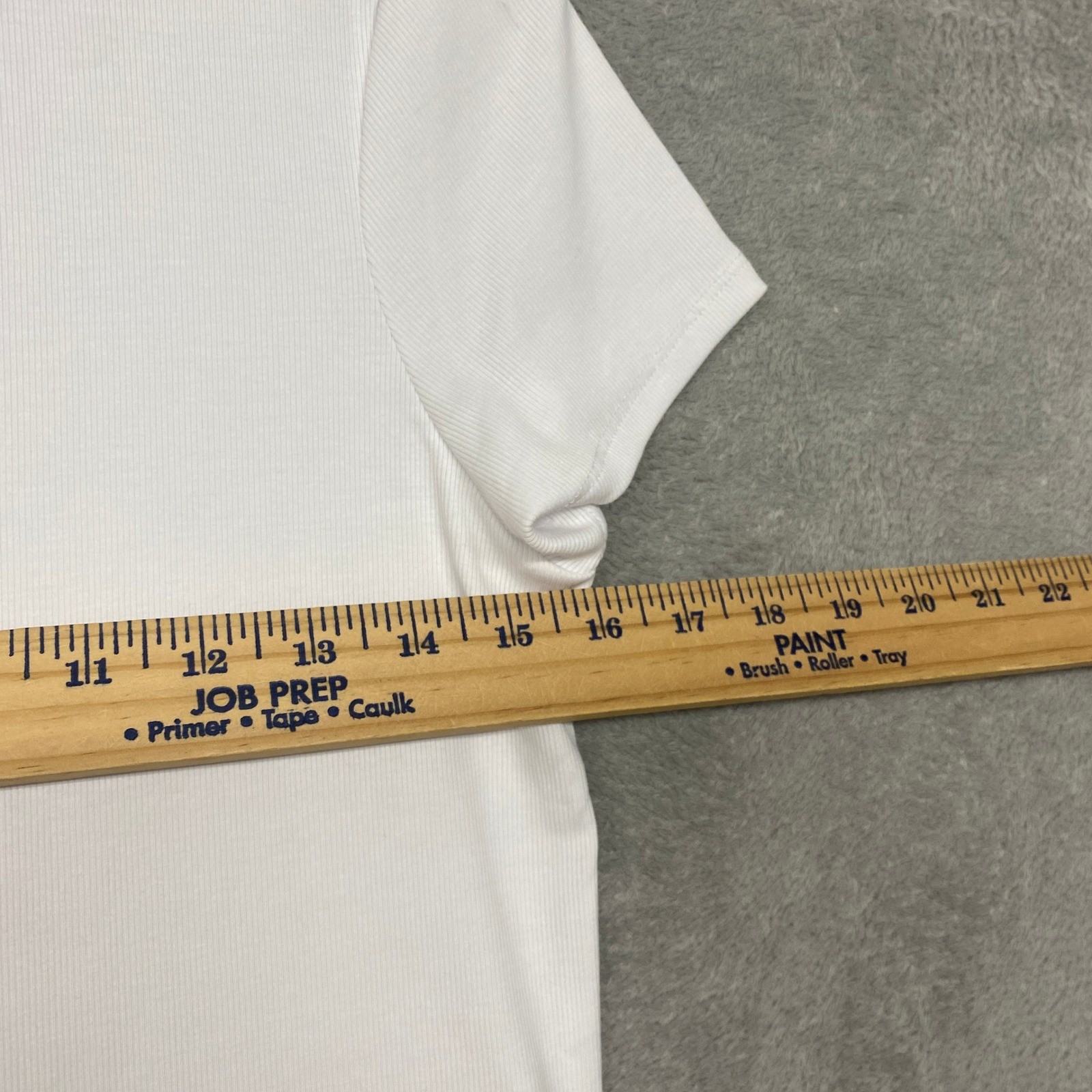 Madewell Top Womens Medium White Ribbed Crew Neck Tee Cotton Short Sleeve NS552