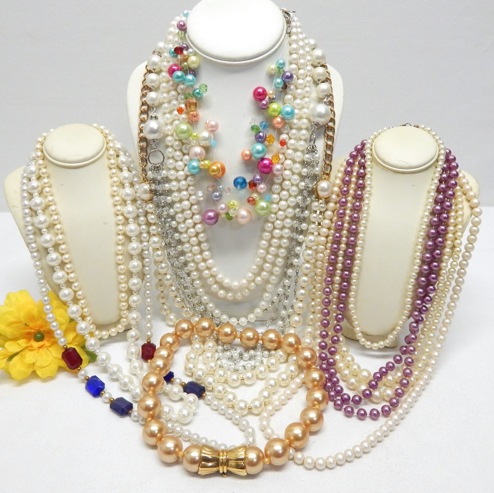 Vintage To Now Faux Pearl Bead Necklace Lot, Fashion/Costume Jewelry Lot