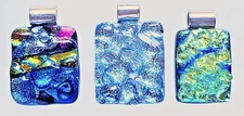 BELOW WHOLESALE 3 Handcrafted Fused Dichroic Glass Chunky Pendants