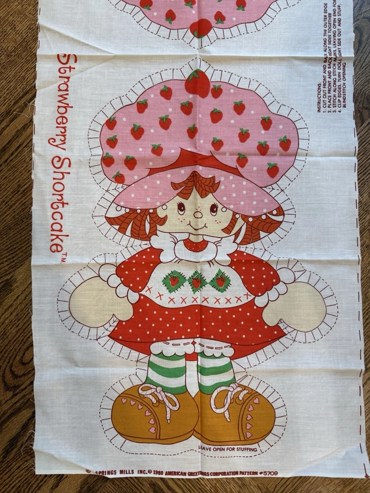 Vintage 1980 Strawberry Shortcake Cut And Sew Fabric Panel Pattern Pillow 5709 - Image 3 of 4