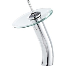 Bathroom Vessel Faucet Chrome Waterfall Glass Spout Single Handle One Hole Bowl