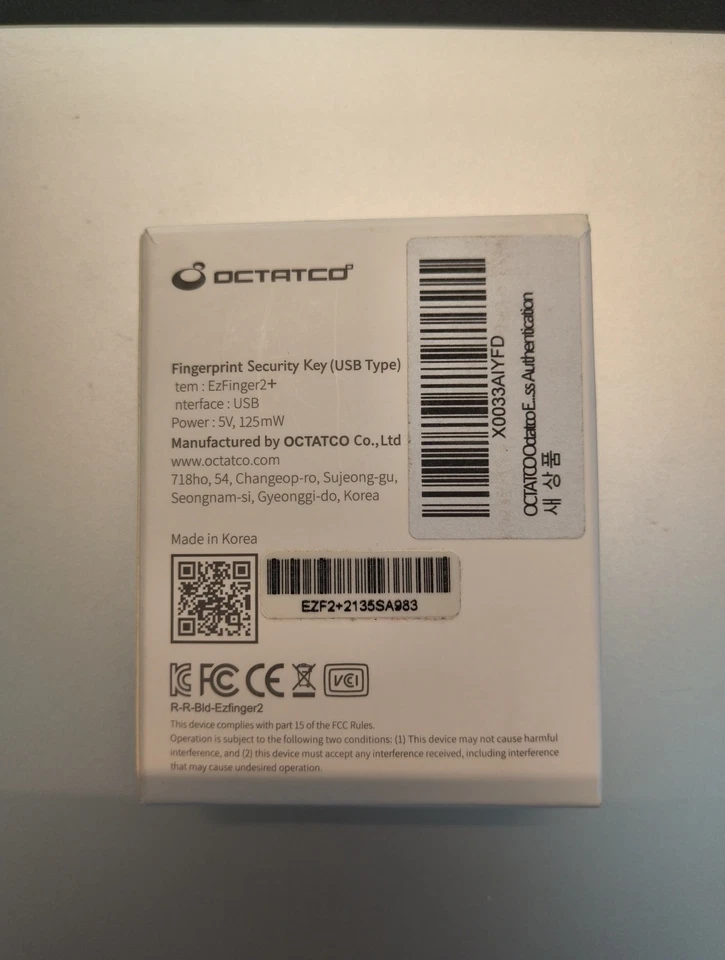 BOGO / EzFinger 2+ Silver Fngerprint FIDO2, U2F Security Key, Open Box, 2 In Box - Image 3 of 4