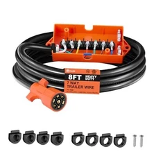 7 Way Trailer Plug Cord Wiring Harness with Junction Box,Heavy Duty 8 FT
