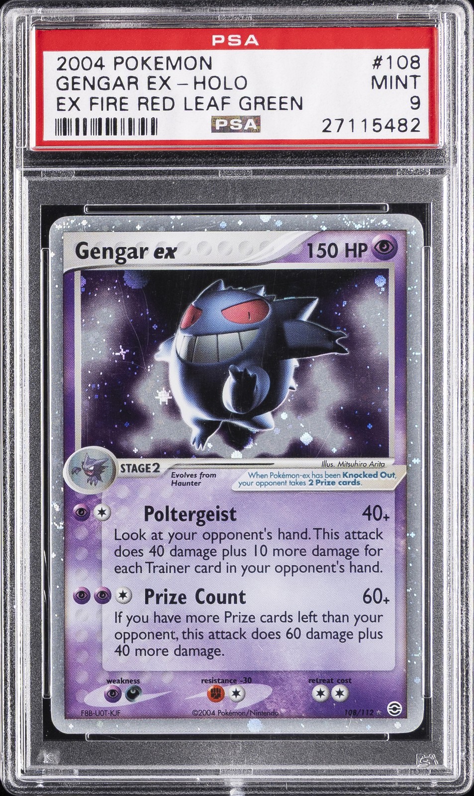 2004 POKEMON EX FIRE RED & LEAF GREEN #108 GENGAR EX-HOLO PSA 9