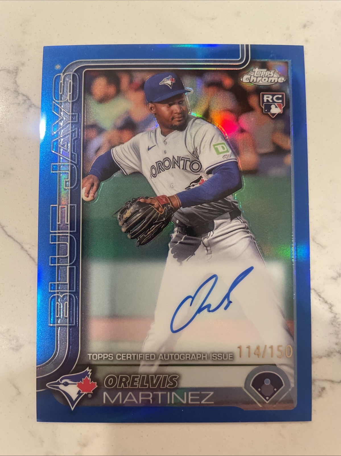 2025 Topps Chrome Orelvis Martinez True Blue Rookie Auto 114/150 #RA-OM