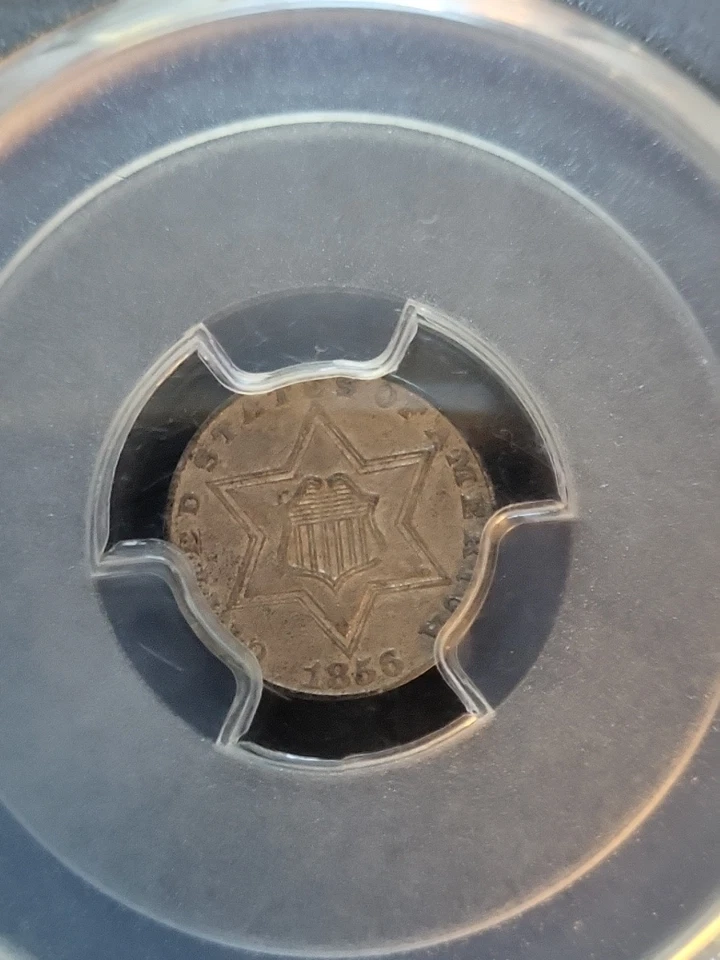 1856 3 cent silver, PCGS AU55 - Image 3 of 4