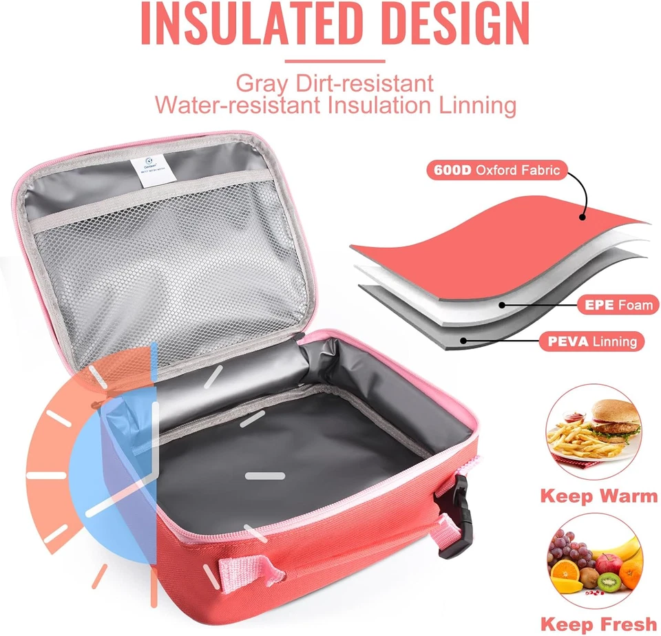 Обед коробка ланч сумка для детей девочек, изолированный ланч сумка женщин, многоразовый ланчбокс f - Изображение 4 из 4