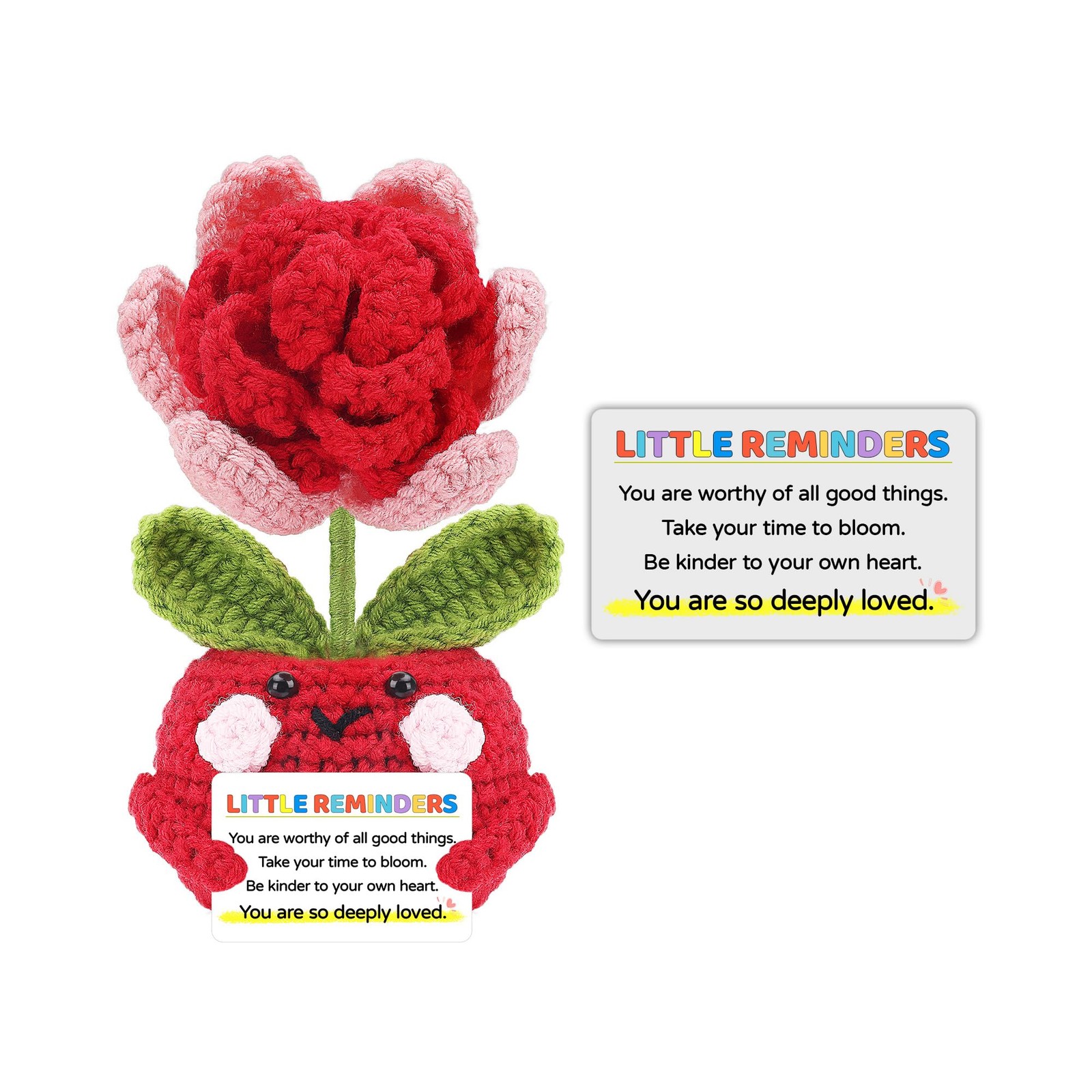 Positive Crochet Flower Valentine Gifts for Friend Wife Sister Her - Mini Han...