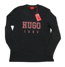 Hugo Boss Red Label Men's Black Dunco Logo Crew-Neck Long Sleeve T-Shirt