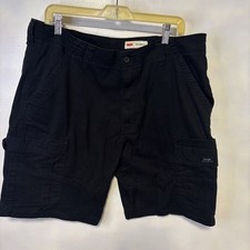 Wrangler Relaxed Fit Cargo Shorts Men  s 38 Black Cotton Utility Pockets