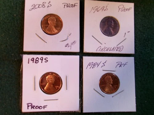 Small lot of 4 Lincoln Penny Proofs69S,84S,89S,08S