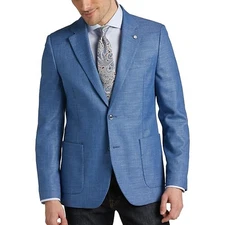 Nautica Mens Slim fit Sport Coat Blazer 38 R Blue Solid Stretch