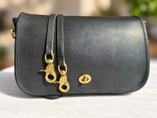 Vintage Coach Convertible Clutch 9635 w/ Anchors, NYC 1980s, Black Leather Bag