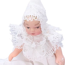 Mini Ceramic Baby Doll 1/12 Movable Bendable Miniature Baby Doll Model With