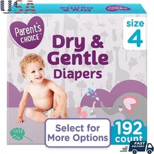Dry Gentle Diapers Size 4 192 Count Absorbent Leak Resistant Hypoallergenic New