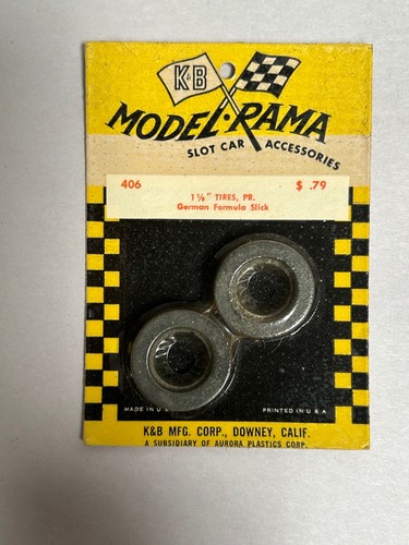 SEALED Vtg K&B Model Rama #406 Slot Car 1-1/8” German Formula Slick Tires (A4)
