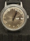 Vintage70’s Timex Marlin DayDate Silver Case Sunburst Brass Face- Good Condition