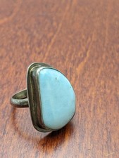 VTG Sterling Silver Larimar Ring Tear Drop Cocktail Boho Native Sz 9