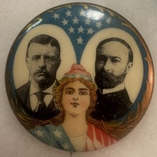 1904 ROOSEVELT-FAIRBANKS "MISS LIBERTY" JUGATE 1 1/4" CAMPAIGN BUTTON-NEAR MINT!