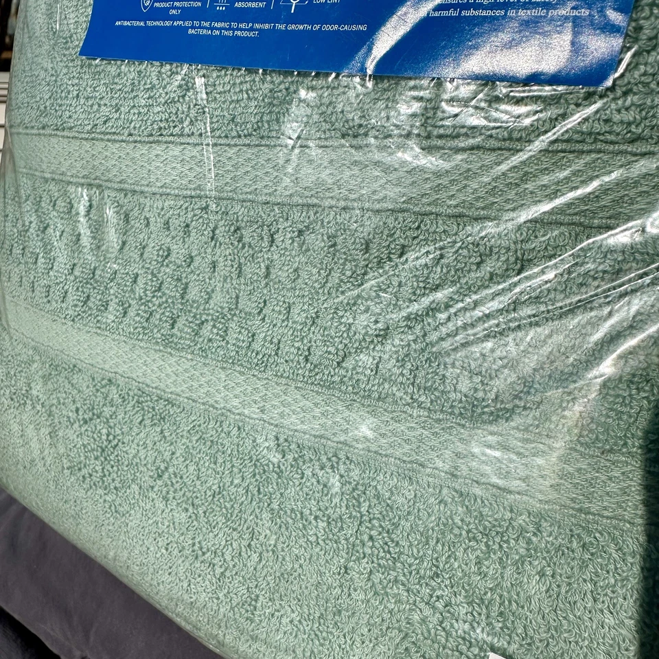 Juego de sábanas de baño Nautica (2) 34x64" turquesa océano 100 % algodón absorbente pelusa baja Foto 3 de 4