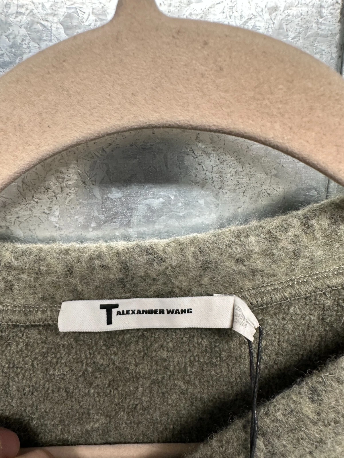 Abito donna Alexander Wang nuovo S verde salvia lana maglia pullover mini